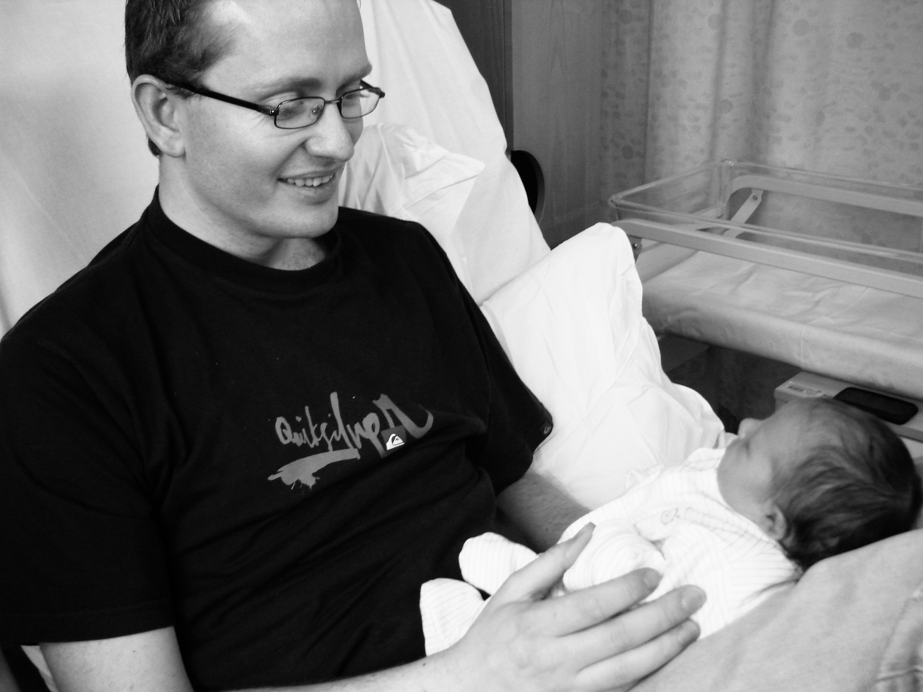 Sam and Eloise in hospital just after Eloise was born.